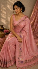 Pastel Pink Handmade Saree