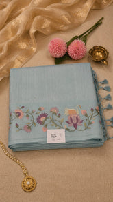 Pastel Blue Handmade Saree
