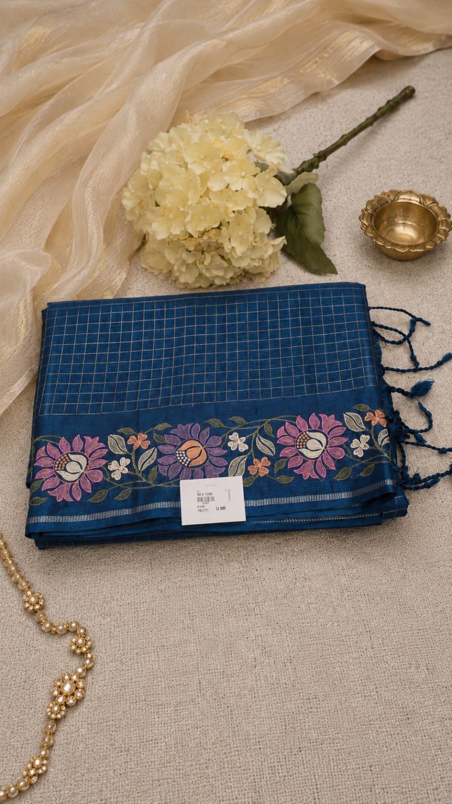 Dark Blue Handmade Saree