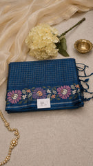 Dark Blue Handmade Saree