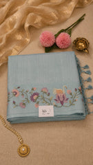 Pastel Blue Handmade Saree